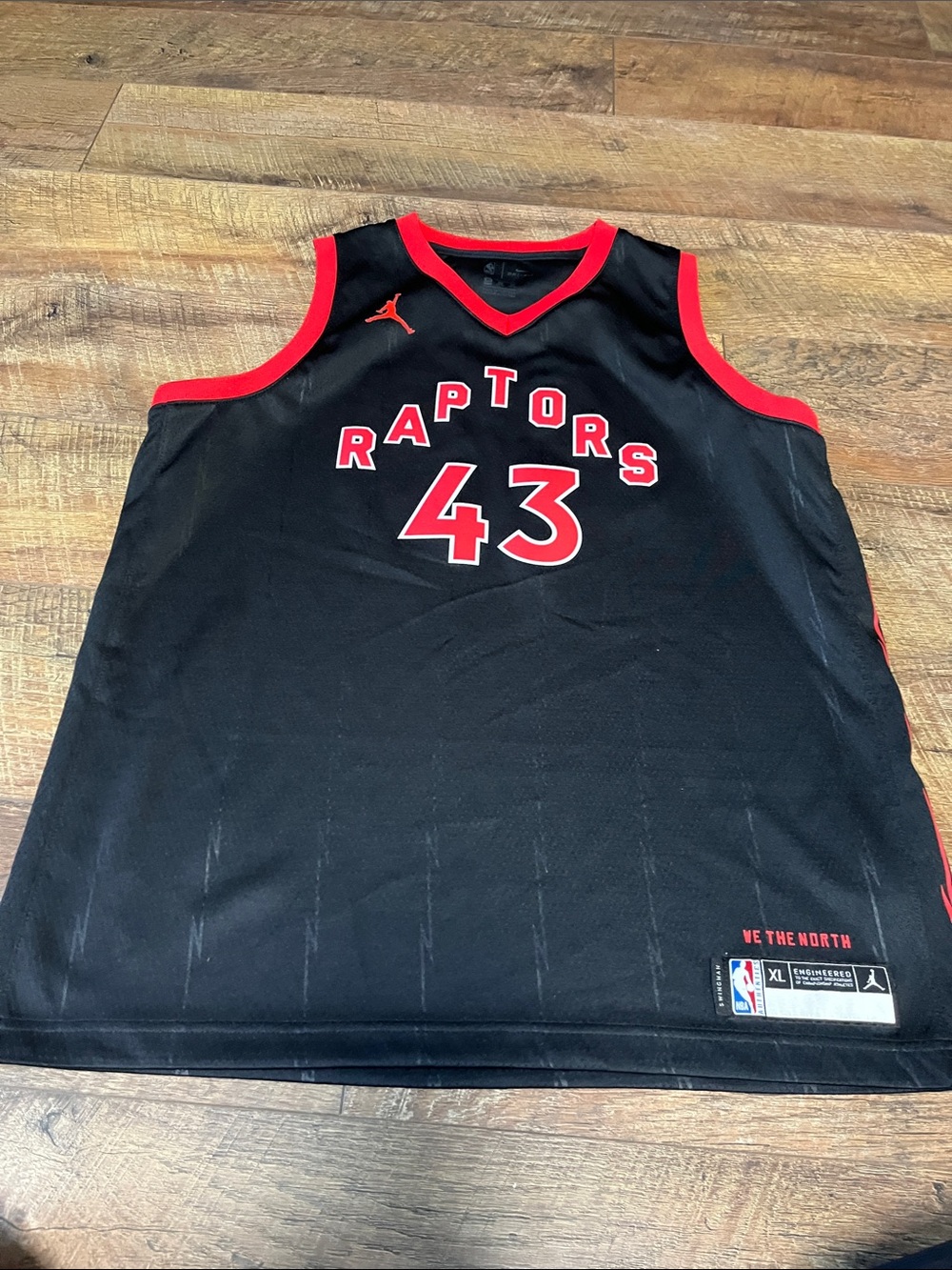 Jordan Black and Red Toronto Raptors #43 Basketball Jersey